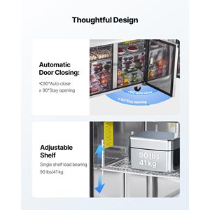 72\" Commercial Kitchen Refrigerator 18.7 Cu. Ft Sandwich Prep Refrigerated <b>Table</b> Mega Top Food Prep <b>Fridge</b> for 30 Pans Cutting - Product Image 6