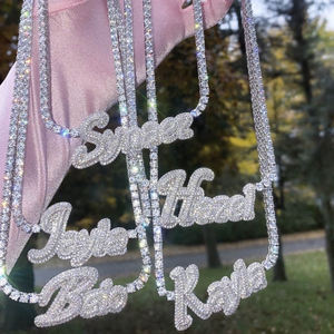 Custom <b>Name</b> Pendant Necklace 925 Sterling Silver Moissanite Letters Pendant Tennis <b>Chain</b> Necklace jewelry - Product Image 6