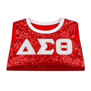 Maglietta Rossa con Paillettes Delta Sigma Theta per Donne, Vestibilità Comoda, Tessuto Premium, Abbigliamento Casual per Confraternite Greche - Product Image 6