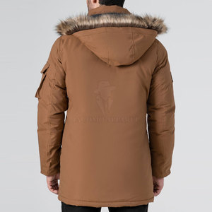 Chaqueta parka de invierno para hombre con capucha, ribete de piel, forro térmico, múltiples bolsillos y diseño resistente al viento para clima frío. - Product Image 2