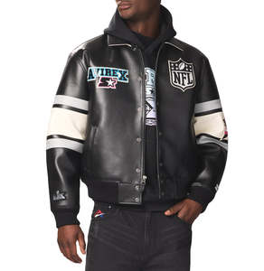 Avirex Custom Men's Vintage Genuine Leather Bomber <b>Jacket</b> Embroidered Patch Racing Varsity <b>Jacket</b> OEM ODM Wholesale Manufacturer - Product Image 3