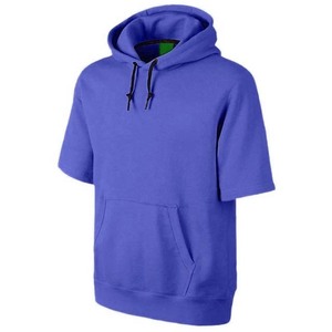 Men's Pink <b>Short</b> <b>Sleeve</b> <b>Hoodie</b> Pullover Solid Color Kangaroo Pocket Casual Hooded Sweatshirt - Product Image 3