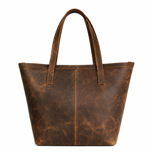 Genuine Leather Shopper Tote <b>Bag</b> for Women Vintage Hunter Leather Handbag with Zipper Closure and <b>Large</b> Capacity - Product Image 2