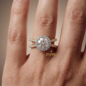 925 Silver Lab Grown Diamond VVS2 Clarity Brilliant Cut Halo Engagement <b>Ring</b> <b>Split</b> Shank Pave Set Bridal Wedding Party 1 CT - Product Image 5