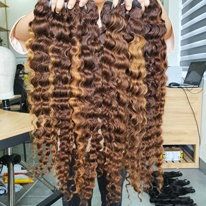 Mixed Length 10-30\" Natural Black Remy Hair Weft Double Drawn Eurasian Curl Bundles Full End No <b>Tangle</b> - Product Image 1