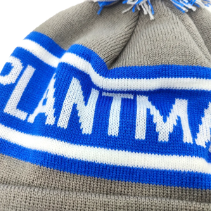 Plantmark Knitted Beanie Hat With <b>Pom</b> <b>Pom</b> Gray Blue <b>White</b> Embroidered Logo Unisex Adult Casual Winter Hat with custom logo - Product Image 5