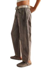 MEESAM LEATHER HOSIERY Unisex 100% Cotton Quick Dry High Waist Heavyweight Vintage Regular Fit Straight Denim Embossed Left - Product Image 3