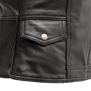 Gilet de motard sans manches en cuir noir pour femme avec design perforé respirant toutes saisons, logo personnalisé, léger, unisexe - Product Image 5