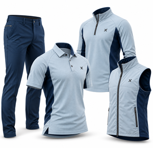 Ensemble de vêtements de golf personnalisés |   Six variations de couleurs bleu glacé |   Fabricant OEM ODM |   X Sports City |   Style sportif | - Product Image 3