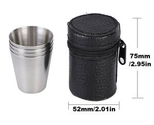 Funda de Cuero para Vasos de Chupito Imra Impex, Portátil, para Viajes, Whisky, Vodka, Vino, Camping, Color Personalizado - Product Image 3