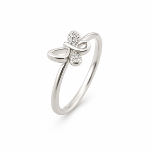 Anillo de Plata de Ley 925 con Nudo de Mariposa para Mujer, con Circonita Cúbica, Minimalista, Elegante, Acabado Pulido, para Uso Diario, Boda - Product Image 2
