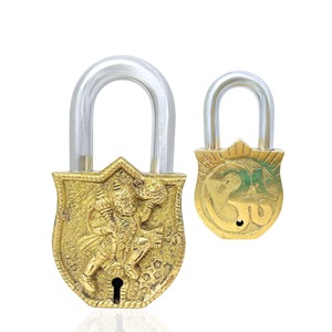 Durable Best Quality Metal Antique Lock Brass Padlock with <b>Keys</b> Vintage Style Fully Functional Hanuman Security Lock - Product Image 1