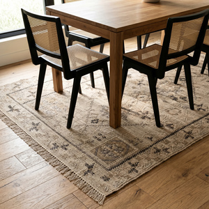 Modern Handwoven <b>Jute</b> <b>Rug</b> Beige Gray Geometric Pattern Fringed Anti-Slip Thick Area Carpet Textured Design Living Room Bedroom - Product Image 2