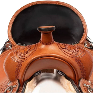 Selle de cheval Western en cuir artisanal de qualité supérieure, sculptée à la main, pour l'équitation, le barrel racing et le ranch, confortable et faite à la main - Product Image 3