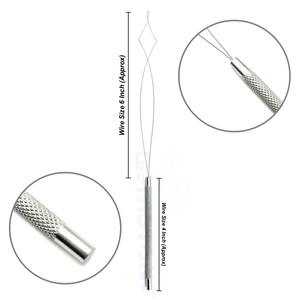 Double Loop Hair Extension Pulling Tool for Micro <b>Beads</b> & Nano Rings – Stainless Steel Professional Threader with Grip Handle - Product Image 1