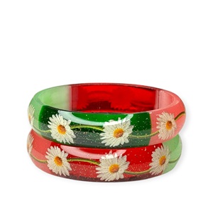 กำไลข้อมืออะคริลิคเคลือบทองพิมพ์ลายดอกไม้น่ารักคุณภาพสูง สีสันสดใส สำหรับผู้หญิง เงางาม น้ำหนักเบา เหมาะสำหรับงานแต่งงาน แฟชั่นขายส่ง - Product Image 3