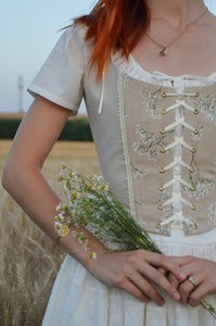 Nouvel Arrivage Haut Corset Renaissance Style Cottage Core pour Filles, Motif Floral Vintage, 100% Coton Respirant avec Rubans - Product Image 2