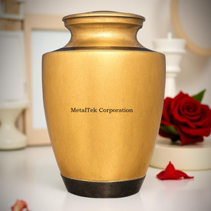 โถโกศโลหะสำหรับงานศพผู้ใหญ่สีทองโบราณไม่เหมือนใครเป็นของชำร่วยสำหรับขี้เถ้ามนุษย์สไตล์อเมริกันขายส่งราคาโกศ - Product Image 1