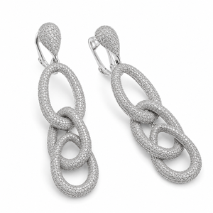 Premium <b>Infinity</b> Link 925 Sterling Silver <b>Earrings</b> with 8CT EF VVS Lab Grown CVD Diamonds for Women - Product Image 1