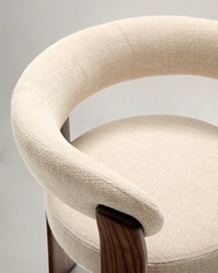 Silla de diseño moderno con acentos en madera de teca, silla de comedor cómoda con tapicería de tela para conjunto de muebles para el hogar - Arya - Product Image 5