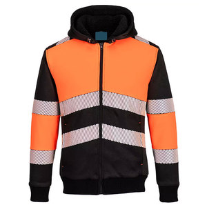 Men Reflective Stripes Hooded Sweatshirt Long Sleeve Construction Security Winter Safety Zipper Hoodies - Product Image 1