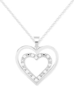 Collana con pendente a cuore di diamante da 18 "(1/10 ct. T. w.) in argento Sterling | Macacy's - Product Image 1