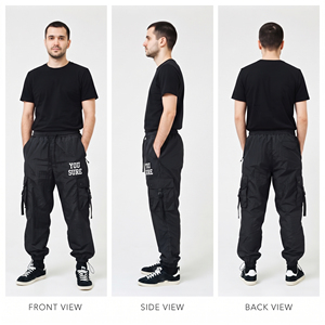 Men Lightweight <b>Windbreaker</b> Cargo Pants 100% Nylon Waterproof Breathable Wide Leg Drawstring Waist Hiking <b>Camping</b> Rain Pants - Product Image 5
