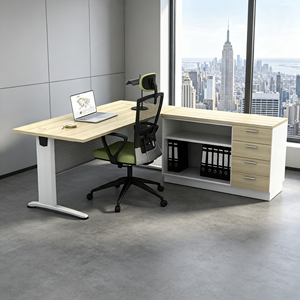 Premium AY <b>Office</b> System 6 Feet Modern L-shaped Manager <b>Office</b> <b>Table</b> Spacious Durable Chipboard Melamine Desk Commercial Home - Product Image 3