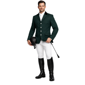 Chaqueta de Equitación Verde de Lujo - Abrigo para Montar a Caballo con Cuello de Terciopelo - Blazer Profesional para Salto Ecuestre - Product Image 4