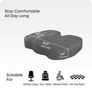 Premium Memory Foam Seat <b>Cushion</b> Sciatica Back <b>Tailbone</b> Pain Relief & Comfortable Orthopedic Sitting Pillows for Office Chair - Product Image 2