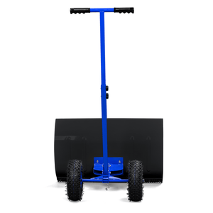 Adjustable T Handle Snow Plow Heavy Duty 29 X 18in Manual Snow Shovel <b>Inflatable</b> Wheels for Driveways Human Powered Manual - Product Image 3
