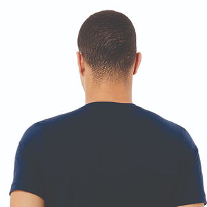 T-shirt unisexe à col montant bleu marine - 100 % polyester 4,2 oz, manches courtes, jersey essentiel, sergé anti-plis, ODM - Product Image 6