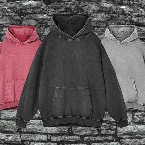Sweat à capuche unisexe en molleton tricoté effet délavé avec logo imprimé DTG, grande taille, haute qualité, respirant - Product Image 1