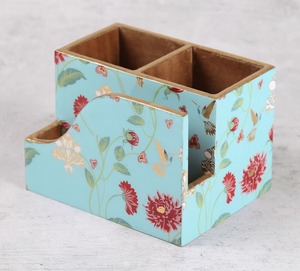 Flower Design Wooden organizer Holder Decorative Fork Spoon & Knives Kitchenware <b>Storage</b> Holder Style Box for Office Use usage - Product Image 2