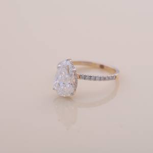 IGI Certified Oval Cut Lab Grown Diamond Hidden Halo Engagement-Wedding Ring in <b>Solid</b> 925 Sterling <b>Silver</b> with Pavé Band - Product Image 2