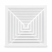 Diffuseur d'air carré en aluminium CD-4S4 à 4 voies, grille d'admission HVAC avec registre pour conduit de climatisation