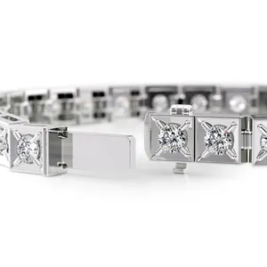 Pulsera de tenis con diamantes cultivados en laboratorio, redondos, tipo chocolate, certificados por IGI, disponibles en plata de ley, oro de diez quilates, catorce quilates y dieciocho quilates. - Product Image 2