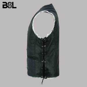 Chaleco de Cuero para Motociclista, Verano, Hombre, Superventas |   Chaleco de equitación transpirable con tallas grandes y cierres metálicos |   Chaleco de motociclista bordado - Product Image 6