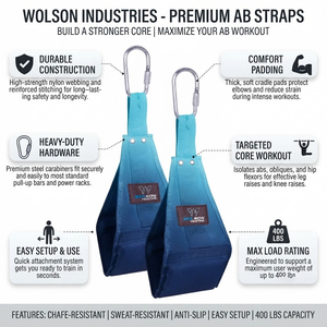 Sangles d'entraînement abdominales professionnelles Wolson Industry, soutien des bras rembourré confortable, tissu extensible moyen pour les exercices abdominaux - Product Image 4