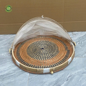 Seagrass food <b>cover</b> with round pattern Kitchenware and <b>table</b> decoration Wholesale eco-friendly Made in Viet Nam - Product Image 2