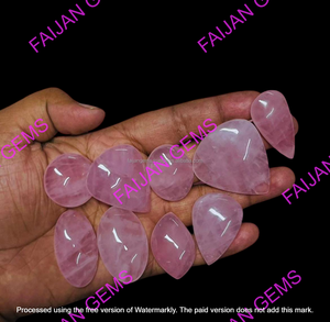 FAIJAN GEMS Lot de cabochons en quartz rose naturel pour la fabrication de bijoux, certifiés par un tiers, taille personnalisable, Rajasthan - Product Image 3