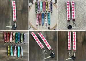 Porte-clés en cuir de vachette fait main personnalisé OEM avec bracelet de poignet et lanière colorée tendance ornée de diamants - Product Image 3