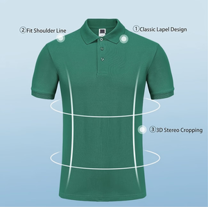 Custom Men's Green Polo Shirt Short Sleeve 100% Cotton Pique Fabric Digital Printing Breathable Casual Style Front Logo ODM - Product Image 2