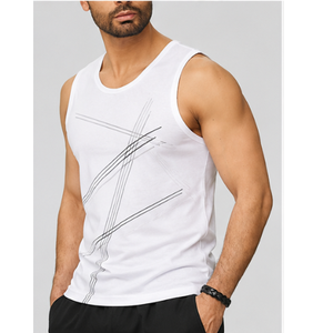 Débardeur sans manches rayé pour homme, col rond, tricoté, coupe décontractée, motif noir et blanc, style streetwear - Product Image 4