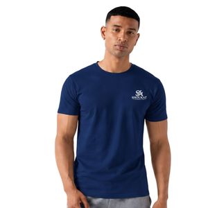 <b>Navy</b> <b>Blue</b> <b>Men's</b> Round Neck Short Sleeve Tee Classic Casual <b>Shirt</b> Comfortable Daily Outfit Basic Apparel Custom Garment Bulk - Product Image 1