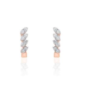 Pendientes elegantes de oro rosa con diamantes naturales para mujer, tamaño regular, joyería refinada y ligera, accesorio de moda de exportación de primera calidad - Product Image 1