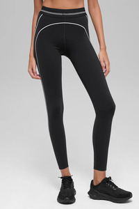 Pantalon de yoga et de fitness pour femme, taille haute, uni, long, sans couture, en spandex, avec surpiqûres contrastées et taille élastique - Product Image 3