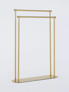 Porte-serviettes autoportant moderne en acier inoxydable doré, organisateur de salle de bain, design luxueux et peu encombrant, finition unique - Product Image 5