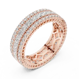 Multi <b>Row</b> Princess Round Cut Lab Grown Diamond Eternity Ring 18K Solid Gold E Color IGI Certified Luxury Unisex Statement Accent - Product Image 6