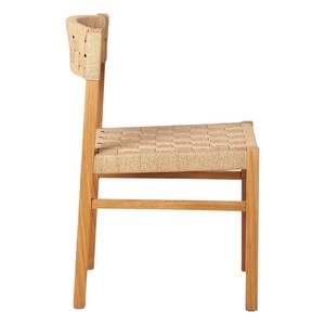Chaise de salle à manger en teck massif de style Mid-Century Modern, avec assise et dossier tressés, faite à la main, style rotin, design de créateur, pour extérieur, entrepôt, maison, bar - Product Image 3